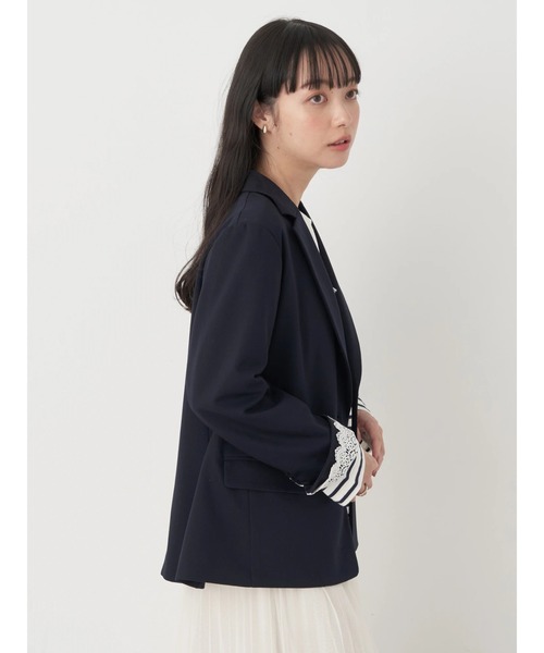 earth music&ecology(アースミュージックアンドエコロジー)の「シングルテーラードジャケット(テーラードジャケット・レディース・ベージュ/ネイビー・L/M)」の6枚目の写真