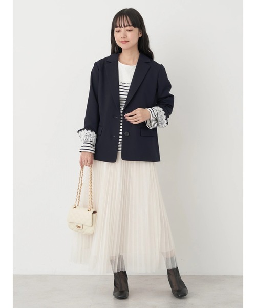 earth music&ecology(アースミュージックアンドエコロジー)の「シングルテーラードジャケット(テーラードジャケット・レディース・ベージュ/ネイビー・L/M)」の8枚目の写真