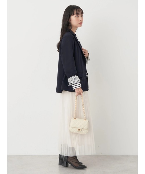 earth music&ecology(アースミュージックアンドエコロジー)の「シングルテーラードジャケット(テーラードジャケット・レディース・ベージュ/ネイビー・L/M)」の9枚目の写真