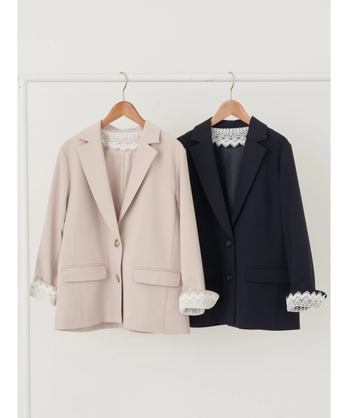 earth music&ecology(アースミュージックアンドエコロジー)の「シングルテーラードジャケット(テーラードジャケット・レディース・ベージュ/ネイビー・L/M)」の11枚目の写真