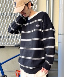 MODISH GAZE（モディシュガゼ）の「MODISH GAZE ワンポイントロゴボーダーニット（ニット/セーター）」