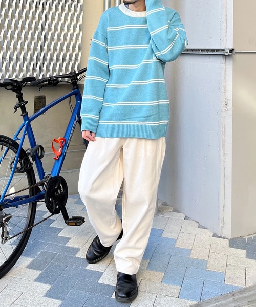 MODISH GAZE(モディシュガゼ)の「MODISH GAZE ワンポイントロゴボーダーニット(ニット/セーター・メンズ・ブラック/ブルー・M/L)」の19枚目の写真