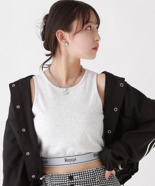 repipi armario（レピピ アルマリオ）の「スソロゴショートタンクトップ（タンクトップ・キッズ・ホワイト/ブラック/グレー/その他・SMALL/LARGE/MEDIUM）」の4枚目の写真