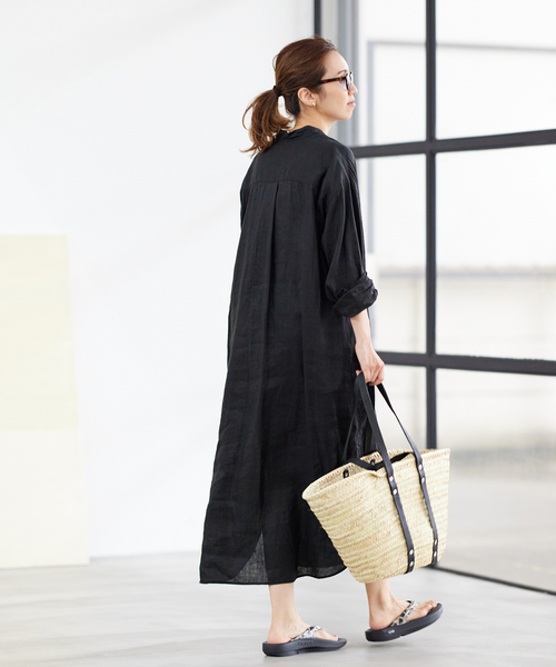 FRAMeWORK（フレームワーク）の「≪追加≫フレンチリネンシャツワンピース（シャツワンピース・レディース・オレンジ/ホワイト系その他/グリーン/ブラック・FREE）」の10枚目の写真