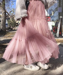 チュールティアード ロングスカート
