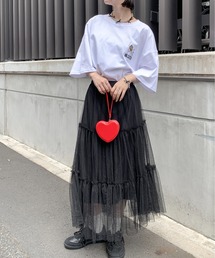 チュールティアード ロングスカート