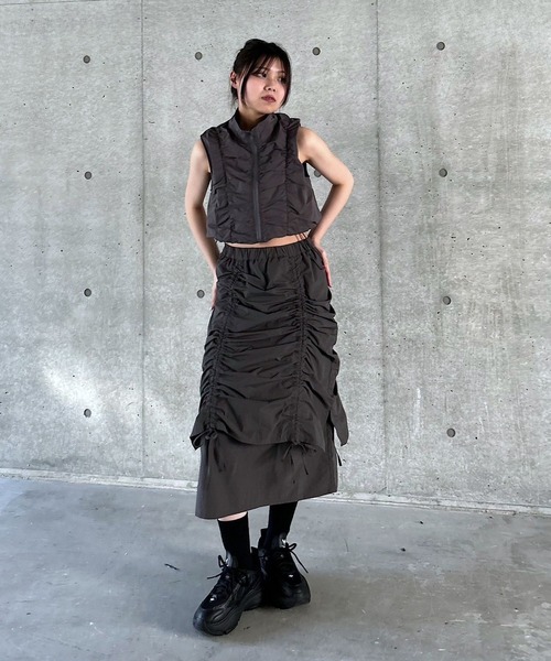 PAGEBOY（ページボーイ）の「ダブルレイヤードスカート（スカート・レディース・オフホワイト/チャコールグレー・FREE）」の6枚目の写真