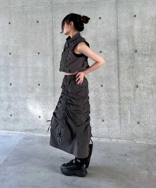 PAGEBOY（ページボーイ）の「ダブルレイヤードスカート（スカート・レディース・オフホワイト/チャコールグレー・FREE）」の8枚目の写真