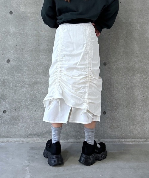 PAGEBOY（ページボーイ）の「ダブルレイヤードスカート（スカート・レディース・オフホワイト/チャコールグレー・FREE）」の10枚目の写真