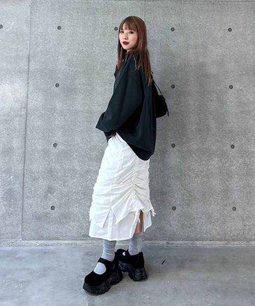 PAGEBOY（ページボーイ）の「ダブルレイヤードスカート（スカート・レディース・オフホワイト/チャコールグレー・FREE）」の13枚目の写真