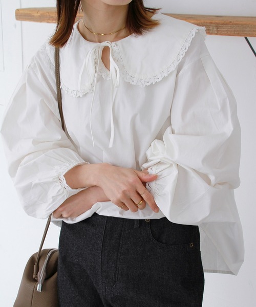 Crisp（クリスプ）の「【ZOZO限定】丸衿オーバーチュニック（シャツ/ブラウス・レディース・ホワイト・FREE）」の2枚目の写真