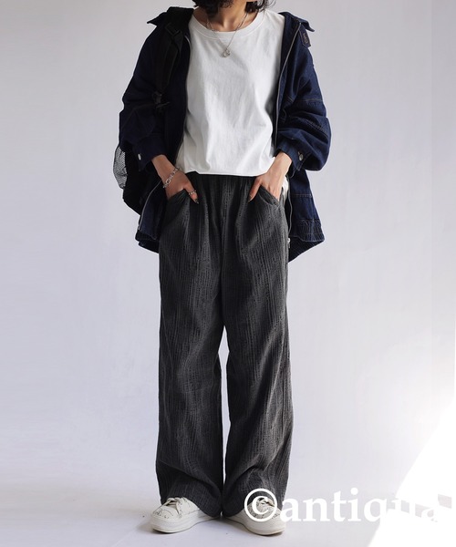 antiqua(アンティカ)の「ワイドストレートパンツ(その他パンツ・レディース・ブラック/オリーブ・P/R)」の9枚目の写真