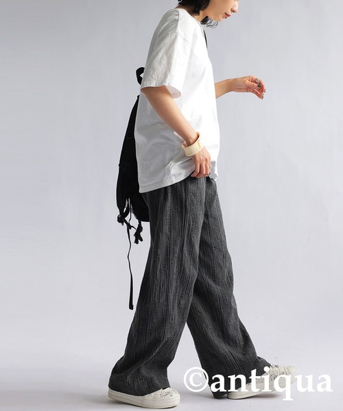 antiqua(アンティカ)の「ワイドストレートパンツ(その他パンツ・レディース・ブラック/オリーブ・P/R)」の10枚目の写真