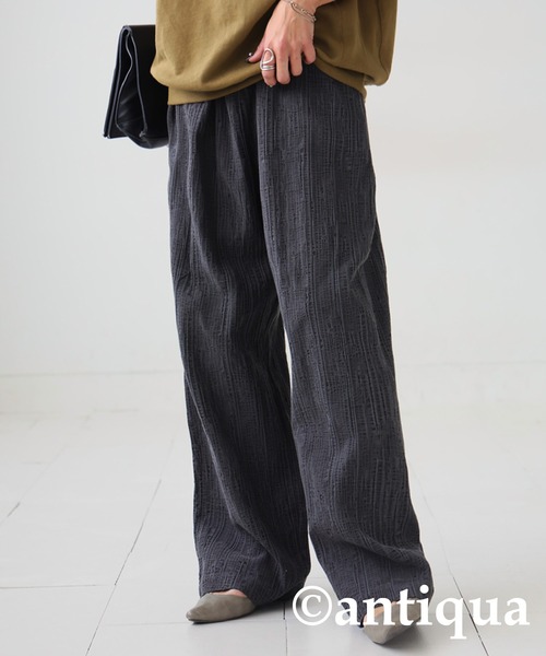 antiqua(アンティカ)の「ワイドストレートパンツ(その他パンツ・レディース・ブラック/オリーブ・P/R)」の6枚目の写真