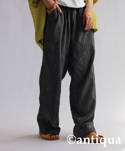 antiqua(アンティカ)の「ワイドストレートパンツ(その他パンツ・レディース・ブラック/オリーブ・P/R)」の4枚目の写真