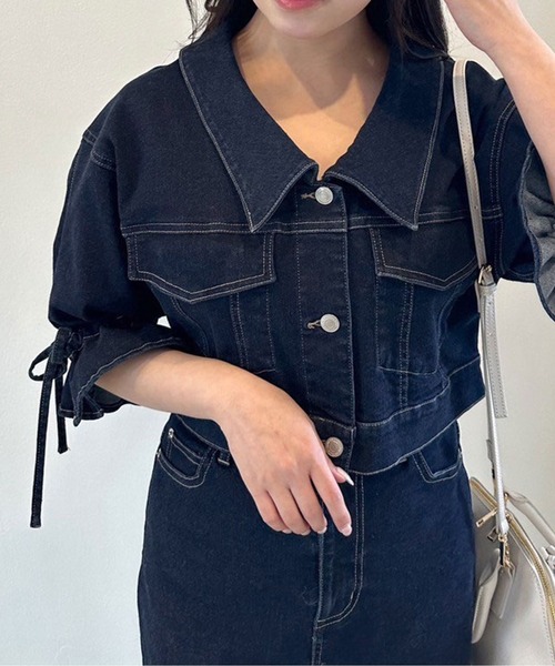 OLIVE des OLIVE(オリーブデオリーブ)の「袖リボン半袖Gジャン 1041070110(デニムジャケット・レディース・サックスブルー/インディゴブルー・FREE)」の21枚目の写真