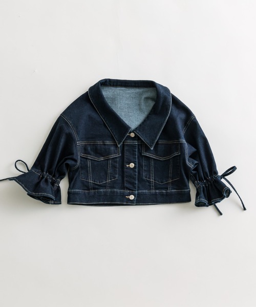 袖リボン半袖Gジャン　オリーブデオリーブ　OLIVE des OLIVE 袖リボン半袖Gジャン | OLIVE des OLIVE(オリーブ デ オリーブ