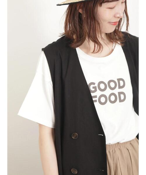 Samansa Mos2（サマンサ モスモス）の「ロゴアソートTシャツ（Tシャツ/カットソー・レディース・キナリ/チャコールグレー/オフホワイト・F）」の2枚目の写真