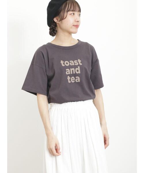 Samansa Mos2（サマンサ モスモス）の「ロゴアソートTシャツ（Tシャツ/カットソー・レディース・キナリ/チャコールグレー/オフホワイト・F）」の3枚目の写真