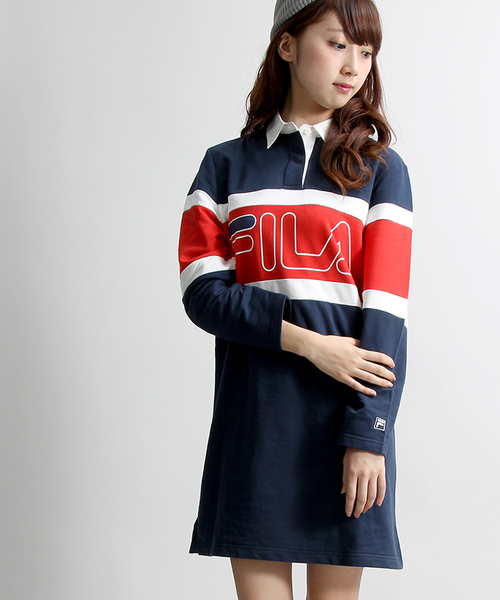 FILA(フィラ)の「∴WEGO/FILAラガーワンピース(ワンピース・レディース・ホワイト/ネイビー・FREE)」の2枚目の写真