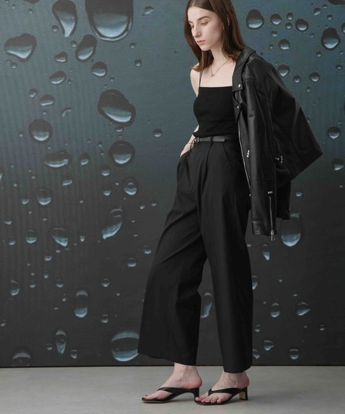 Apo(s)ture(アポスチャー)の「ARIA-007/撥水ツイルストレッチタックワイドパンツ(その他パンツ・レディース・ブラック/ベージュ/ネイビー/グリーン・XS/S/M/L/XL)」の14枚目の写真