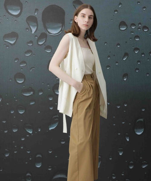 Apo(s)ture(アポスチャー)の「ARIA-007/撥水ツイルストレッチタックワイドパンツ(その他パンツ・レディース・ブラック/ベージュ/ネイビー/グリーン・XS/S/M/L/XL)」の6枚目の写真