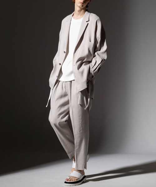 ROBES&CONFECTIONS(ローブスコンフェクションズ)の「Robes & Confections/ローブス&コンフェクションズ/Stretch Linen Herringbone Stripe Tapered Easy Pants(スラックス・レディース・グレー系その他3/ブルー・1/2/3)」の6枚目の写真