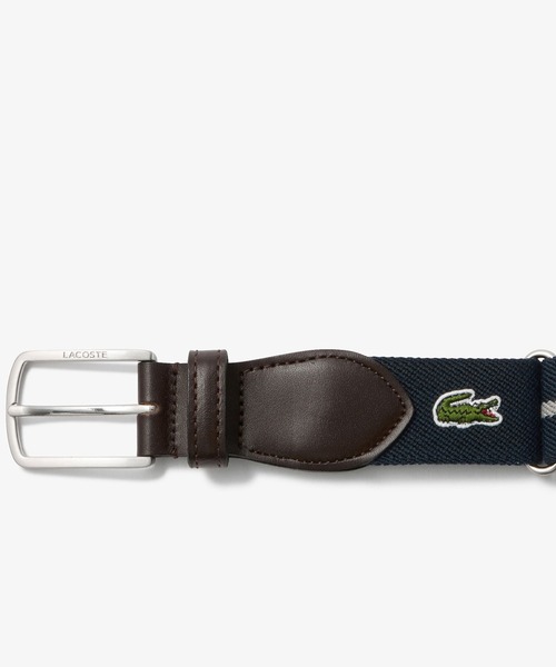 LACOSTE(ラコステ)の「クラシックボーダーテープベルト(ベルト・メンズ・ホワイト/ネイビー/グリーン・FREE)」の5枚目の写真
