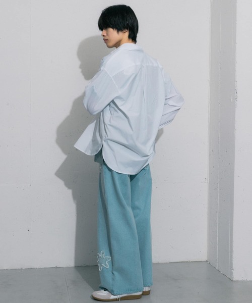 SENSE OF PLACE by URBAN RESEARCH（センスオブプレイスバイアーバンリサーチ）の「hxcyyd × SOP　フラワーパッチワイドデニム(UNISEX)（デニムパンツ・メンズ・インディゴブルー/ブラック・MEDIUM/LARGE）」の22枚目の写真