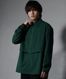 【MinoriTY】フロントジップフラシミニマルシャツ オーバーサイズ ビッグシルエット ルーズフィット メンズ 秋服