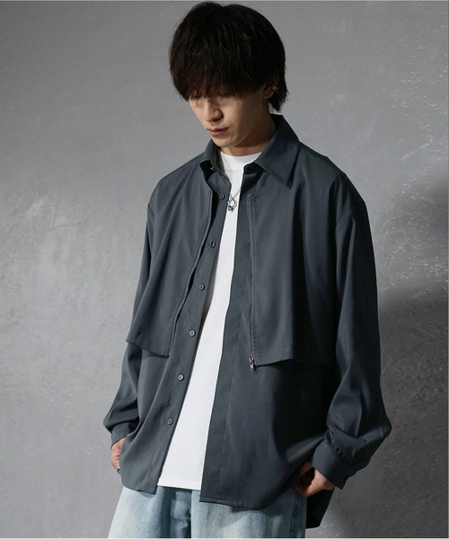 MinoriTY】フロントジップフラシミニマルシャツ オーバーサイズ ビッグ