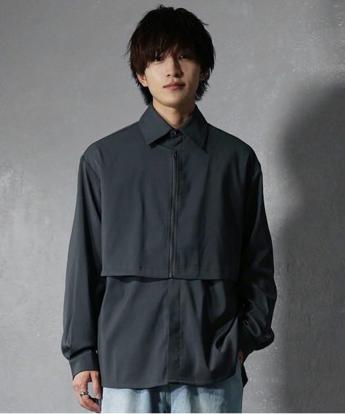 【新品未開封】ミセス　メンズオーバーサイズシャツ MinoriTY】フロントジップフラシミニマルシャツ オーバーサイズ ビッグ