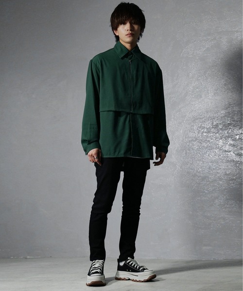 MinoriTY(マイノリティ)の「【MinoriTY】フロントジップフラシミニマルシャツ オーバーサイズ ビッグシルエット ルーズフィット メンズ 秋服(シャツ/ブラウス・メンズ・グリーン/チャコール・S/M/L)」の10枚目の写真