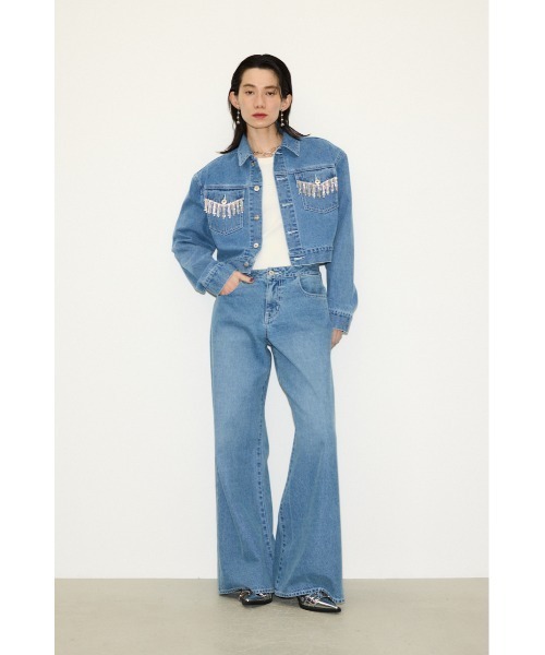 THROW by SLY（スローバイスライ）の「THROW L/W LOOSE LEG PT-C ローウエスト ルーズ レッグ パンツ シー（デニムパンツ・レディース・ライトブルー・0/1）」の2枚目の写真