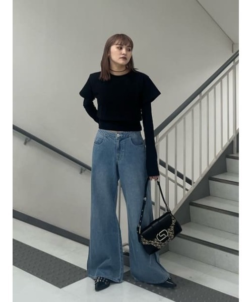 THROW by SLY（スローバイスライ）の「THROW L/W LOOSE LEG PT-C ローウエスト ルーズ レッグ パンツ シー（デニムパンツ・レディース・ライトブルー・0/1）」の15枚目の写真