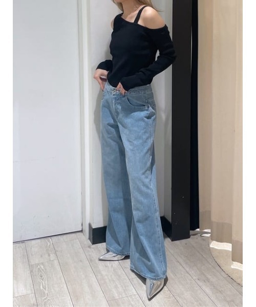 THROW by SLY（スローバイスライ）の「THROW L/W LOOSE LEG PT-C ローウエスト ルーズ レッグ パンツ シー（デニムパンツ・レディース・ライトブルー・0/1）」の16枚目の写真