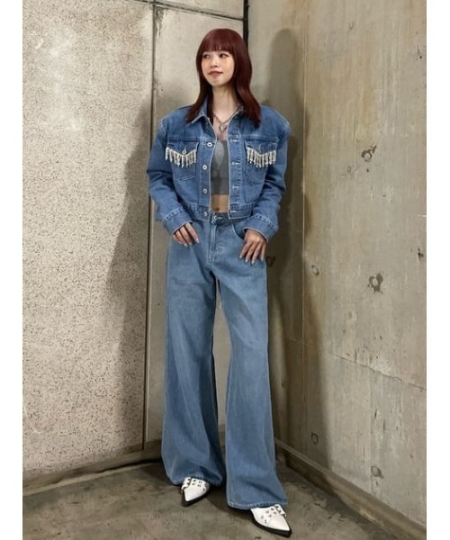 THROW by SLY（スローバイスライ）の「THROW L/W LOOSE LEG PT-C ローウエスト ルーズ レッグ パンツ シー（デニムパンツ・レディース・ライトブルー・0/1）」の13枚目の写真