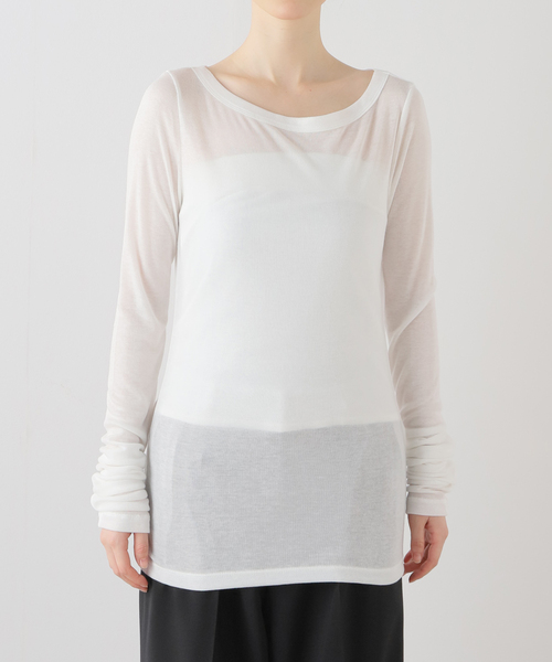 SAYAKADAVIS(サヤカディヴィス)の「SAYAKADAVIS Boatneck Tee SCS42-STR(Tシャツ/カットソー・レディース・ホワイト/レッド・SMALL)」の1枚目の写真