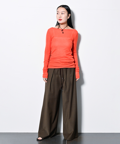 SAYAKADAVIS(サヤカディヴィス)の「SAYAKADAVIS Boatneck Tee SCS42-STR(Tシャツ/カットソー・レディース・ホワイト/レッド・SMALL)」の3枚目の写真