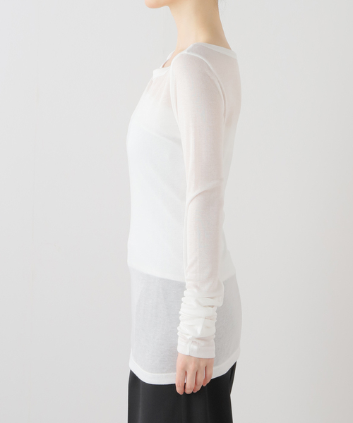 SAYAKADAVIS(サヤカディヴィス)の「SAYAKADAVIS Boatneck Tee SCS42-STR(Tシャツ/カットソー・レディース・ホワイト/レッド・SMALL)」の5枚目の写真