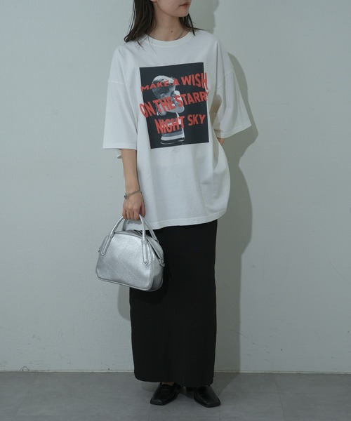 COLONY 2139（コロニートゥーワンスリーナイン）の「インクジェットプリントTシャツ（Tシャツ/カットソー・レディース・オフホワイト/チャコールグレー・FREE）」の7枚目の写真