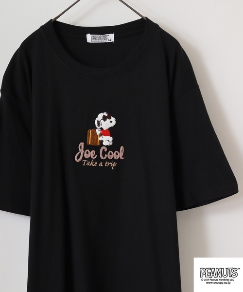 PEANUTS（ピーナッツ）の「PEANUTS 刺繍半袖Tシャツ（Tシャツ/カットソー・メンズ・ホワイト系/ブラック系/ライトピンク/ライトカーキ/杢グレー/オフホワイト/ベージュ/ブラック/レッド/カーキ系・LL/M/L）」の5枚目の写真