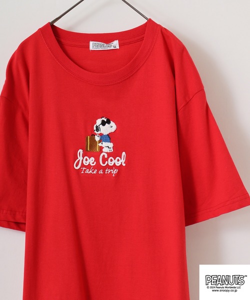 PEANUTS（ピーナッツ）の「PEANUTS 刺繍半袖Tシャツ（Tシャツ/カットソー・メンズ・ホワイト系/ブラック系/ライトピンク/ライトカーキ/杢グレー/オフホワイト/ベージュ/ブラック/レッド/カーキ系・LL/M/L）」の10枚目の写真