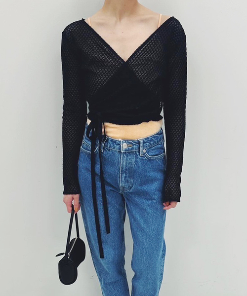 エディットフォールル レースカシュクールブラウス　ブラックeditforlulu EDIT. FOR LULU（エディットフォールル）の「レース