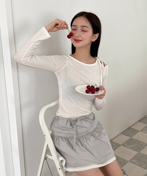 andmary リボンTシャツ ANDMARY】Lilian ribbon tops