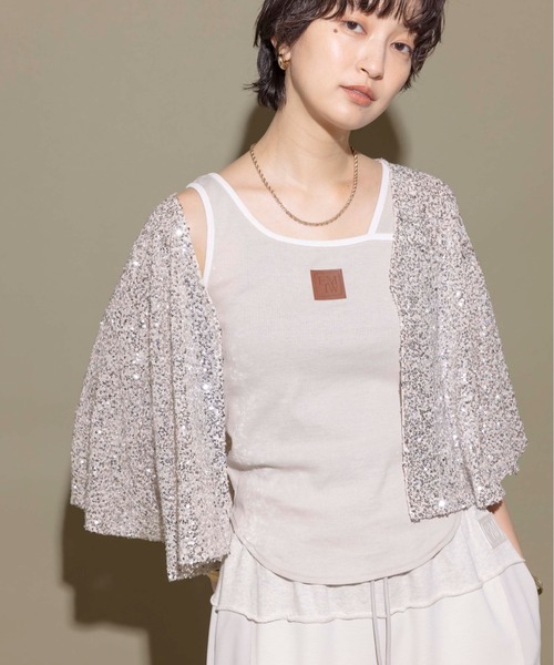 Eimee Law（エイミーロウ）の「パーツポイント2WAYリブタンク（タンクトップ・レディース・オフホワイト/ブラック/ダークグレー/ライトベージュ・38）」の7枚目の写真