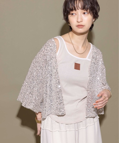 Eimee Law（エイミーロウ）の「パーツポイント2WAYリブタンク（タンクトップ・レディース・オフホワイト/ブラック/ダークグレー/ライトベージュ・38）」の8枚目の写真