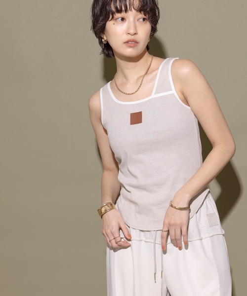 Eimee Law（エイミーロウ）の「パーツポイント2WAYリブタンク（タンクトップ・レディース・オフホワイト/ブラック/ダークグレー/ライトベージュ・38）」の10枚目の写真