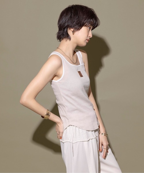 Eimee Law（エイミーロウ）の「パーツポイント2WAYリブタンク（タンクトップ・レディース・オフホワイト/ブラック/ダークグレー/ライトベージュ・38）」の14枚目の写真