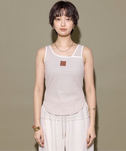 Eimee Law（エイミーロウ）の「パーツポイント2WAYリブタンク（タンクトップ・レディース・オフホワイト/ブラック/ダークグレー/ライトベージュ・38）」の15枚目の写真